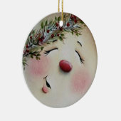 Ornement Rond En Céramique Snowman (Droite)