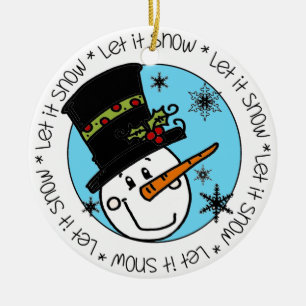 Ornement Rond En Céramique Snowman Laisser Neige