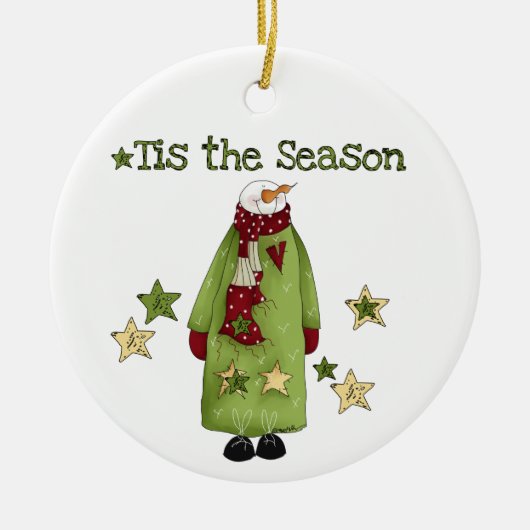 Ornement Rond En Céramique Snowman Tis the Season Ornament (Devant)