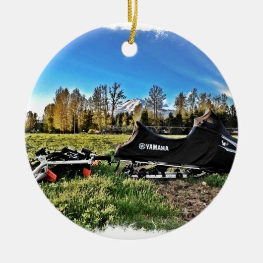 Ornement Rond En Céramique snowmobile (Devant)