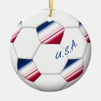Ornement Rond En Céramique Soccer ball « U.S.A. ». Ballon de Football des USA