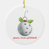 Ornement Rond En Céramique Soirée de Noël Pickleball (Dos)