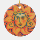 Ornement Rond En Céramique Soleil souriant, Art Imaginaire Fairytale, Jaune o (Dos)