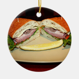 Ornement Rond En Céramique Sourire Sandwich