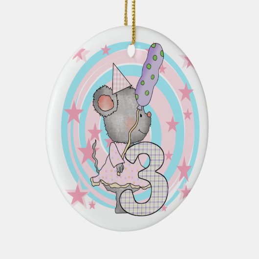 Ornement Rond En Céramique Souris 3e anniversaire T-shirts et cadeaux (Droite)
