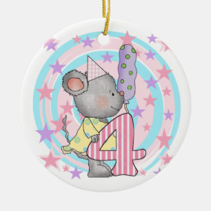 Ornement Rond En Céramique Souris 4e anniversaire T-shirts et cadeaux