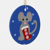 Ornement Rond En Céramique Souris de Noël (Droite)