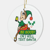 Ornement Rond En Céramique Soyez bon dit Noël Elf (Gauche)