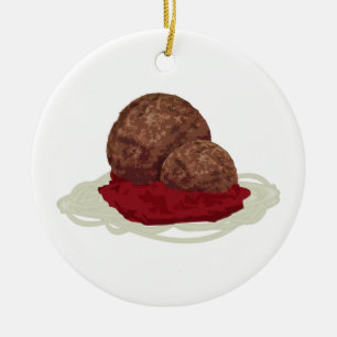 Ornement Rond En Céramique Spaghetti Et Boulettes De Viande Avec Sauce