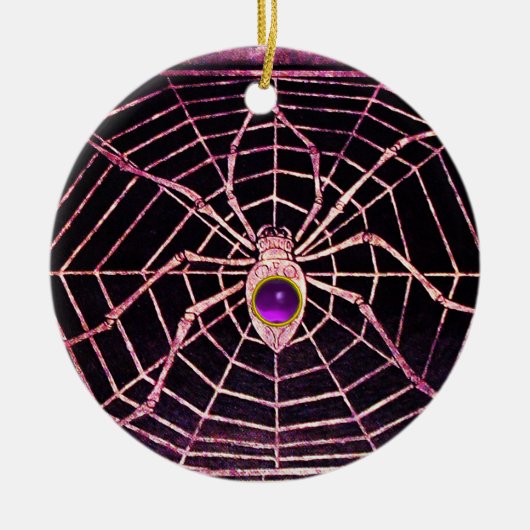 Ornement Rond En Céramique SPIDER AND WEB Purple Amethyst Black (Devant)