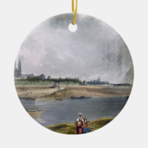 Ornement Rond En Céramique St Denis, des "vues sur la Seine", gravée par