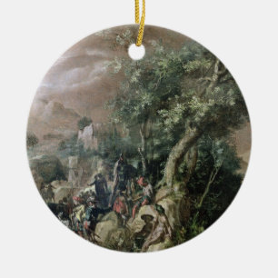 Ornement Rond En Céramique St John le baptiste prêchant (huile sur la toile)