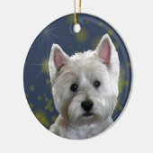 ORNEMENT ROND EN CÉRAMIQUE STARLIGHT WESTIE (Gauche)