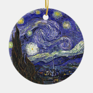 Ornement Rond En Céramique Starry Night, Vincent Van Gogh.