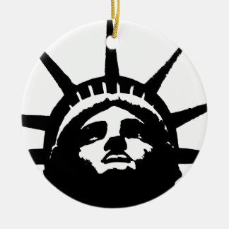 Ornement Rond En Céramique Statue d'Art Pop Noir & Blanc de la Liberté