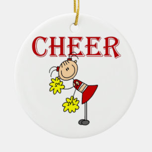 Ornement Rond En Céramique Stick CHEER Figure Pom-pom girl T-shirts et cadeau