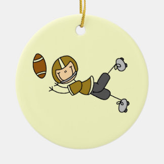 Ornement Rond En Céramique Stick Figure Football Gold