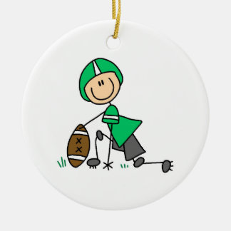 Ornement Rond En Céramique Stick Figure Football Vert