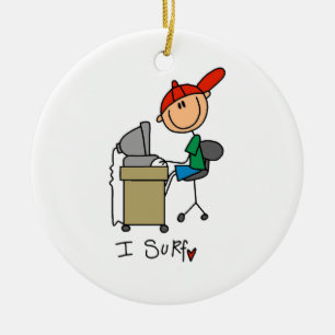 Ornement Rond En Céramique Stick mâle - Figure Web Surfer