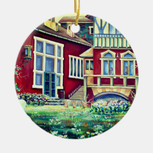 Ornement Rond En Céramique Suède, Paysage Traditionnel