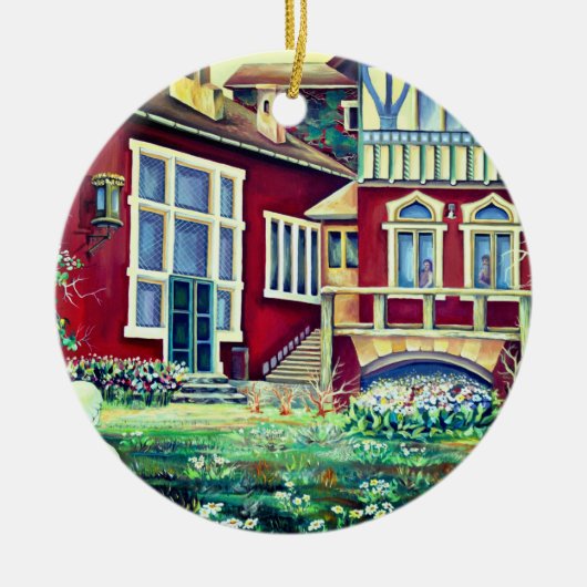 Ornement Rond En Céramique Suède, Paysage Traditionnel (Devant)