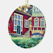 Ornement Rond En Céramique Suède, Paysage Traditionnel (Gauche)