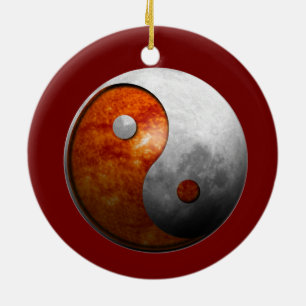 Ornement Rond En Céramique Sun et lune Yin Yang