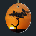 Ornement Rond En Céramique Sunrise at the Masai Mara, Kenya<br><div class="desc">Lever du soleil typique au Kenya. Les images montrent deux vautours sur une acacia parapluie. Image © Angelika Stern</div>