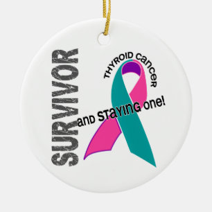 Ornement Rond En Céramique Survivant 1 de cancer de la thyroïde