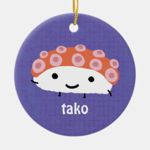 Ornement Rond En Céramique Sushi de poulpe (tako)