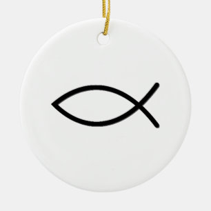 Ornement Rond En Céramique Symbole de poissons d'Ichthus