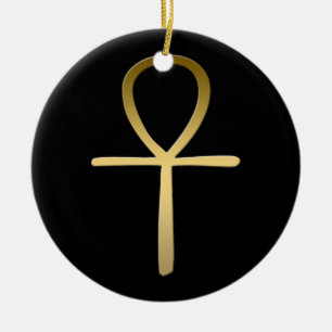 Ornement Rond En Céramique Symbole égyptien croisé d'Ankh