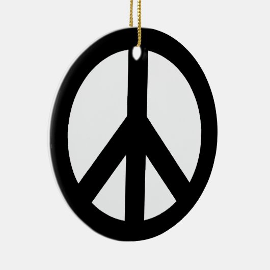 ORNEMENT ROND EN CÉRAMIQUE SYMBOLE SYMBOLE DE LA PAIX BLANC NOIR (Droite)