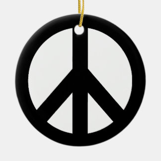 ORNEMENT ROND EN CÉRAMIQUE SYMBOLE SYMBOLE DE LA PAIX BLANC NOIR