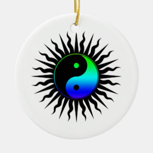 Ornement Rond En Céramique Symbole Yin Yang
