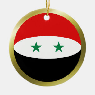 Ornement Rond En Céramique Syria Flag Ornament