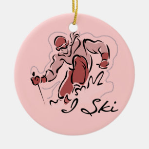 Ornement Rond En Céramique T-shirts et cadeaux de ski de la femelle I