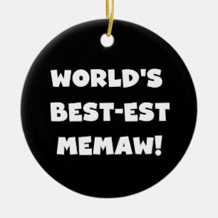 Ornement Rond En Céramique T-shirts noir et blanc du Meilleur-est Memaw du