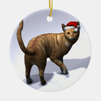Tabby orange avec chapeau de Père Noël