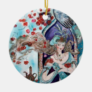 Ornement Rond En Céramique TALE DE FOIRE ORIENTALE Sapphire Bleu