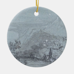 Ornement Rond En Céramique Taormina, des "vues de la Sicile" (craie et