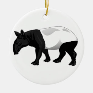 Ornement Rond En Céramique Tapir noir et blanc