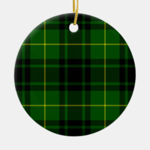 Ornement Rond En Céramique tartan vert MacArthur à carreaux