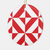 Ornement Rond En Céramique Tchry Red Geometric Deco Cube Pattern (Gauche)