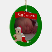Ornement Rond En Céramique Teddy Custom First Christmas Orament (Droite)