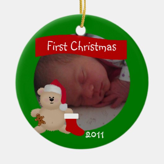 Ornement Rond En Céramique Teddy Custom First Christmas Orament (Devant)