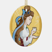 Ornement Rond En Céramique Temps de thé de Steampunk (Droite)