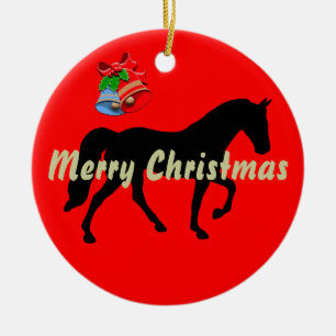 Ornement Rond En Céramique Tennessee Walking Horse Silhouette Joyeux Noël