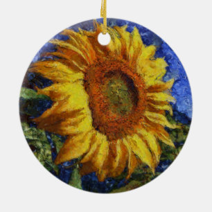 Ornement Rond En Céramique Terrain De Tournesol De Style Artistique Coloré