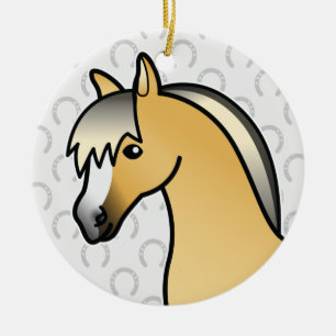 Ornement Rond En Céramique Tête de cheval de Fjord norvégien de dessin animé